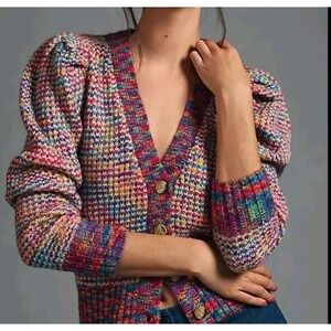 Design History Rainbow Colorful Cardigan Size M Maximalism Quirky Cottagecore